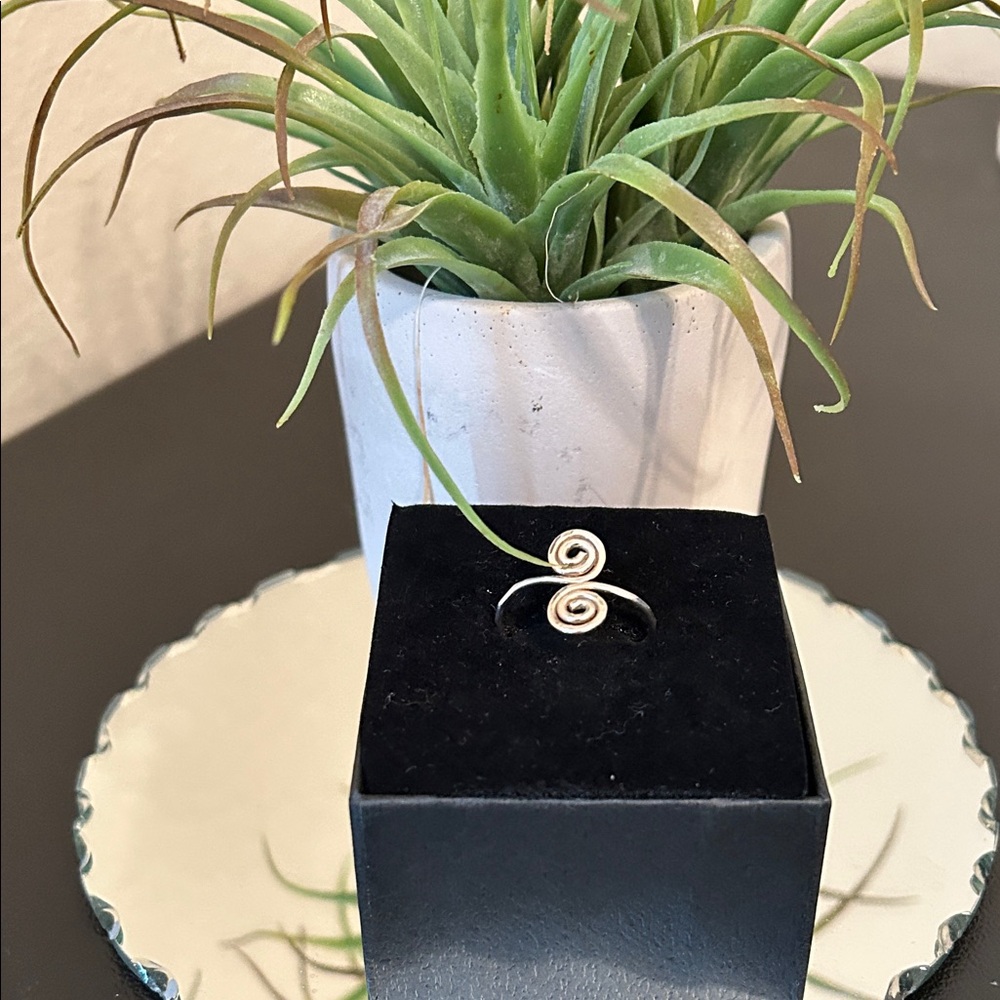 Sterling Silver Swirl Open Ring - Elegant Adjustable Women’s Jewelry